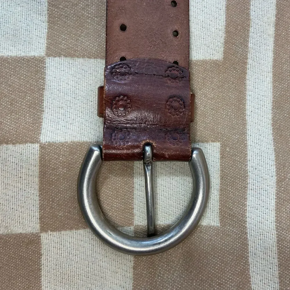 FOSSIL Women's Leather Belt Walnut Sz S Equestrian Cowgirl Western Southern Wear